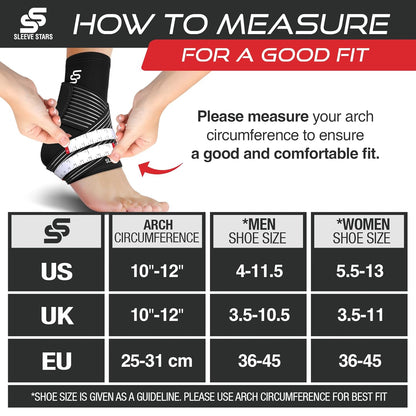 Sleeve Stars Ankle Brace for Plantar Fasciitis Relief, Ankle Wrap & Ankle Brace for Women & Men w/ Ankle Support Strap for Sprain, Ankle Protector Sleeve, Heel Brace for Heel Pain Foot Brace (Single/Black)