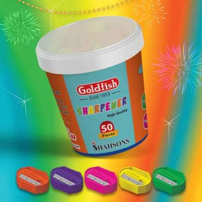Goldfish Double Screw Pencil Sharpener 50 pcs Bucket - High Quality Blade - PuriLite