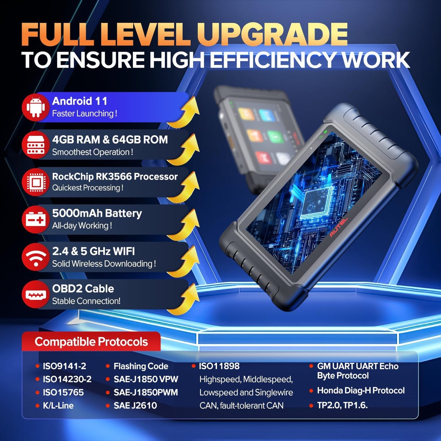 Autel Scanner MaxiCheck MX808S, 2025 Newest of MaxiCOM MK808S/ MK808Z, Bidirectional 11OS as MX900 MK900 MK900BT, 3000+ Active Test, 28+ Service, OE All System OBDII Diagnostic Tool, FCA Autoauth