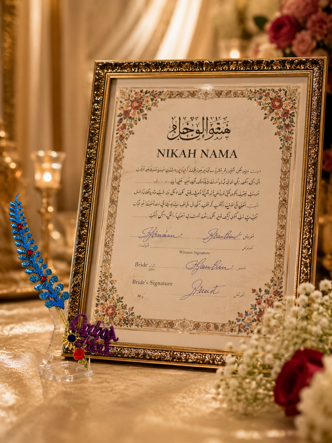 Elegant Nikah Feather Pen – Wedding Signing Pen, Islamic Wedding Accessory, Bridal Gift, Groom Gift & Keepsake