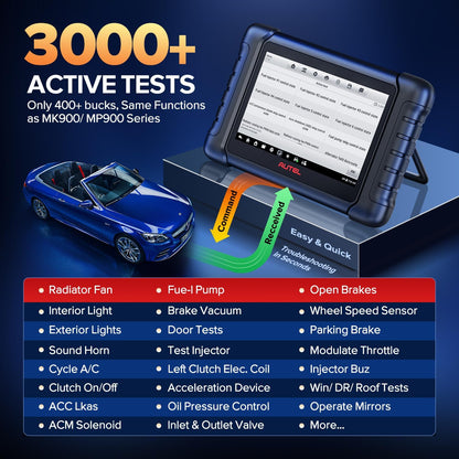 Autel Scanner MaxiCheck MX808S, 2025 Newest of MaxiCOM MK808S/ MK808Z, Bidirectional 11OS as MX900 MK900 MK900BT, 3000+ Active Test, 28+ Service, OE All System OBDII Diagnostic Tool, FCA Autoauth