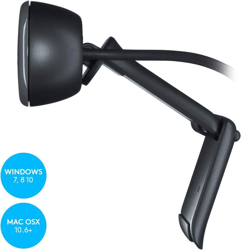 Logitech C270 HD Webcam, HD 720p/30 fps, Widescreen HD Video Calling, HD Light Correction, Noise Reducing Mic, For Skype, FaceTime, Hangouts, WebEx, PC/Mac/Laptop/Macbook/Tablet - Black