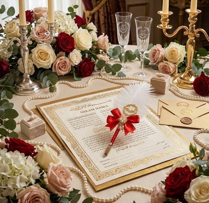 Large Luxury Handmade Nikah Signing Pen | Peacock Feather Wedding Keepsake Bridal Gift
