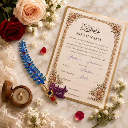 Elegant Nikah Feather Pen – Wedding Signing Pen, Islamic Wedding Accessory, Bridal Gift, Groom Gift & Keepsake