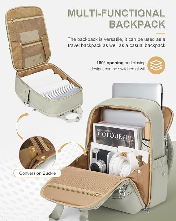 Carry on Travel Backpack for Women Airplane Approved Hand Luggage Backpack Water Resistant Personal Item Travel Backpack
