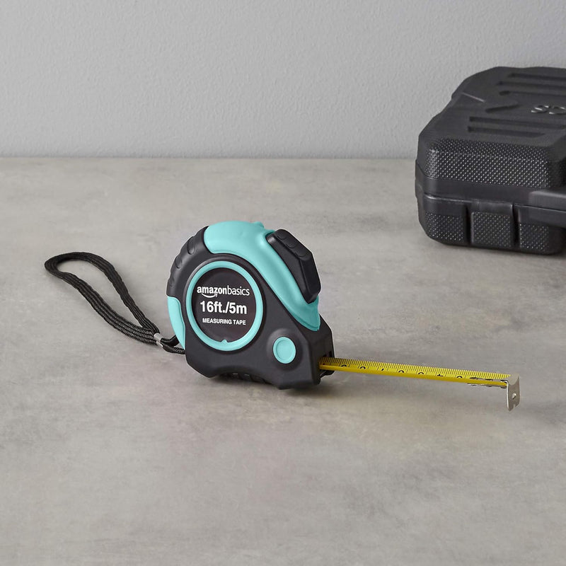 Amazon Basics Tape Measure - 4.88 Meters, Turquoise