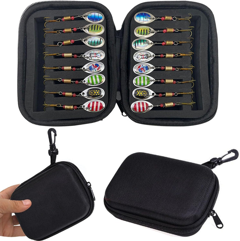 16 Pcs Fishing Lures Spinner Bait with Treble Hooks for Bass Trout Salmon Fishing Tackle Spinnerbait Spoons Metal Sequins Spinners Baits Fishing Bait for Freshwater Saltwater Fishing