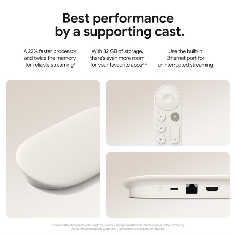 Google TV Streamer (4K) - Fast Streaming Entertainment With Voice Search Remote - Watch Movies, Shows, Live TV, and Netflix in 4K HDR - Smart Home Control - 32 GB Storage - Porcelain