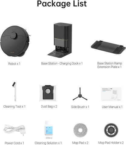 dreame X30 Ultra Robot Vacuum and Mop Combo, 8300 Pa Suction, Mop Extend and Mop Self Cleaning with 140°F Water, Removable & Liftable Mop, Self Refilling, Mop Self Drying, Smart Carpet Cleaning