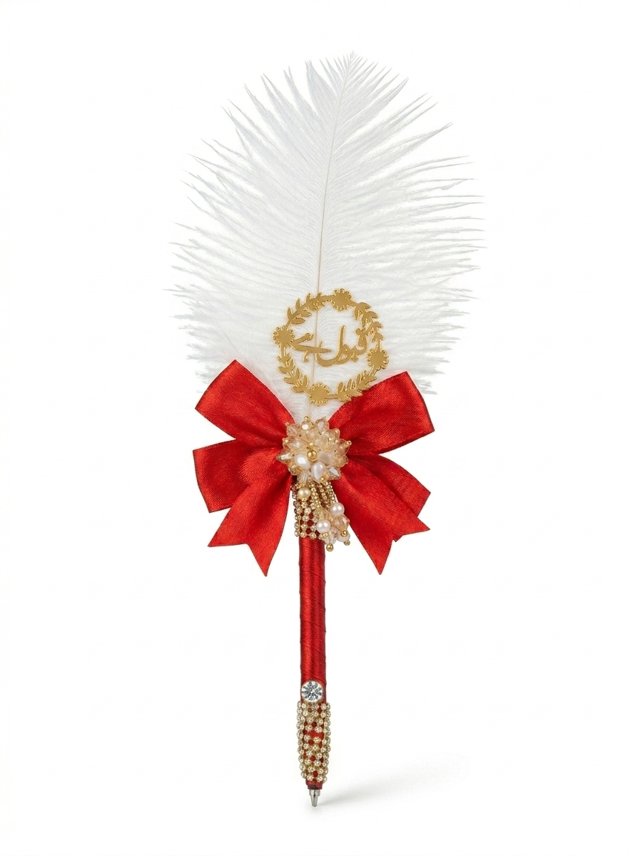 Large Luxury Handmade Nikah Signing Pen | Peacock Feather Wedding Keepsake Bridal Gift