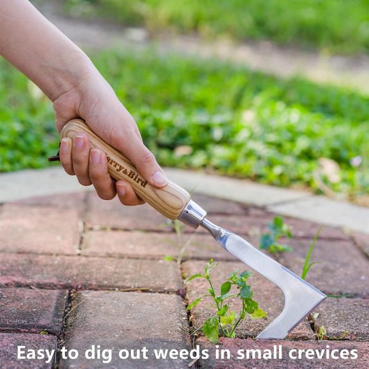 Berry&Bird Crack Weeder, Crevice Weeding Tool, 11.2" Stainless Steel Manual Weeder, L-Shaped Side-Walk Puller Spatula, Grass Cutter Knife, Weeding Sickle for Garden Lawn Yard Patio Terrace Paving Moss - PuriLite