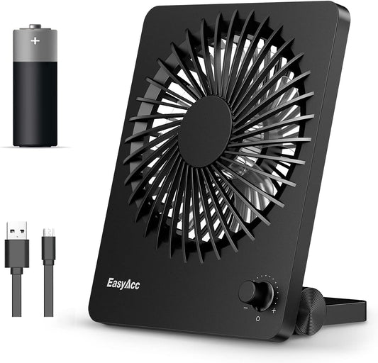 Desk Fan, Portable Fan 6 Inch Travel Fan Table Fan Foldable Hanging Standing Cooling Fan for Travel Hot Flashes Home Office Outdoor [Step-less Speed Control Fan]