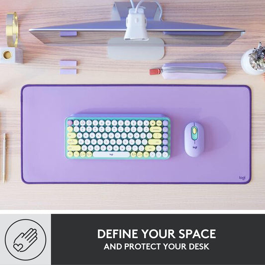 Logitech Desk Mat - Studio Series, Multifunctional Large Desk Pad, Extended Mouse Mat, Office Desk Protector with Anti-Slip Base, Spill-Resistant Durable Design, in Lavender