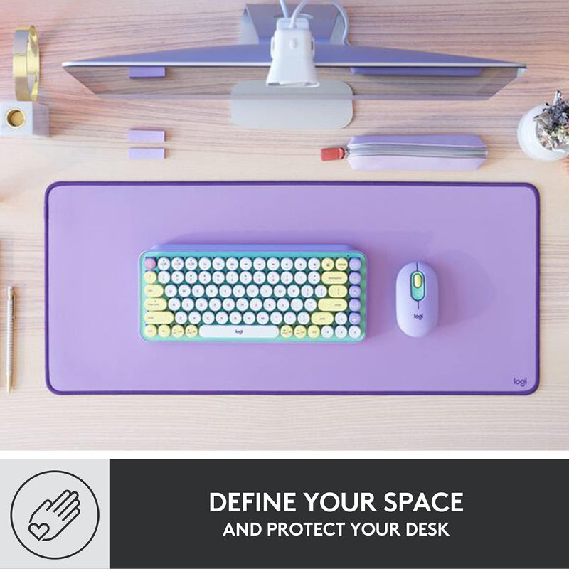 Logitech Desk Mat - Studio Series, Multifunctional Large Desk Pad, Extended Mouse Mat, Office Desk Protector with Anti-Slip Base, Spill-Resistant Durable Design, in Lavender