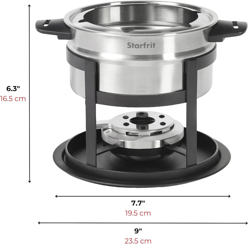 Starfrit Fondue Set - 3-in-1 Meat, Cheese, Chocolate - 12-Piece - Adjustable Safety Burner - 1.6 L Capacity