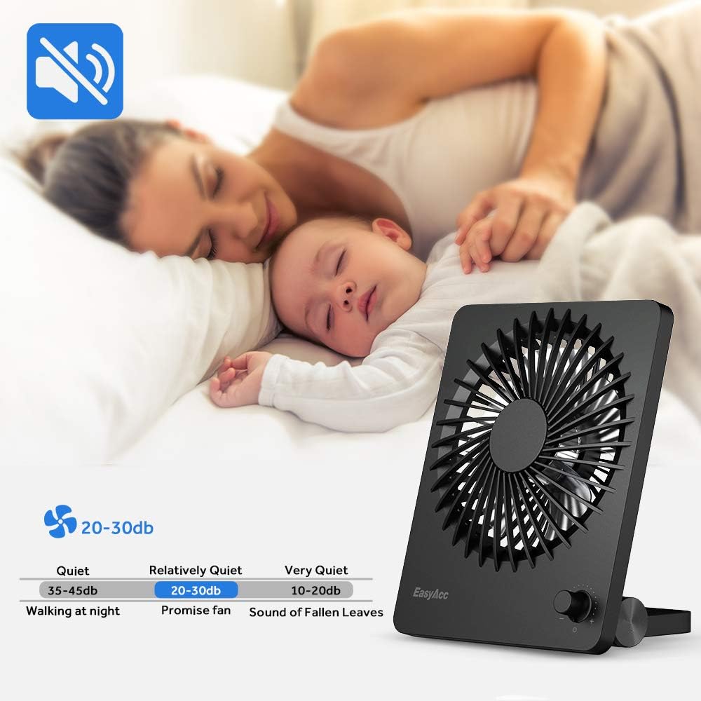 Desk Fan, Portable Fan 6 Inch Travel Fan Table Fan Foldable Hanging Standing Cooling Fan for Travel Hot Flashes Home Office Outdoor [Step-less Speed Control Fan]