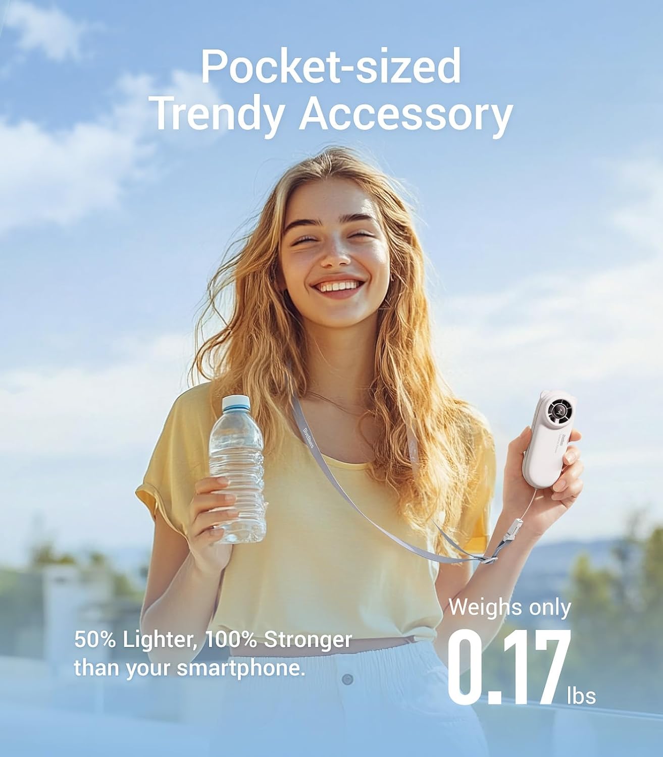 Diveblues TurboBear Mini Turbo Portable Fan, Powerful 8.8m/s Speed, Ultra-Light 86.5g Handheld Fan, 5 Speeds Cooling, Rechargeable Battery Powered, Pocket Sized, Cute Gifts Travel Essentials For Women