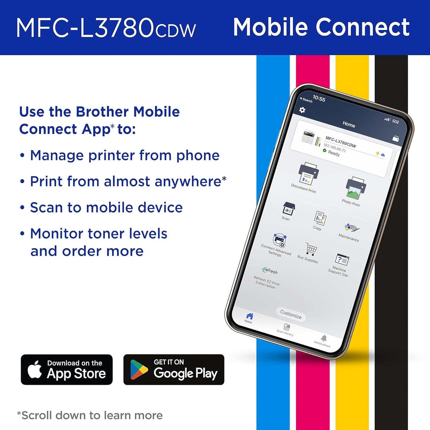 Brother HL-L3220CDW Wireless Compact Digital Colour Printer with Laser Quality Output, Duplex and Mobile Device Printing