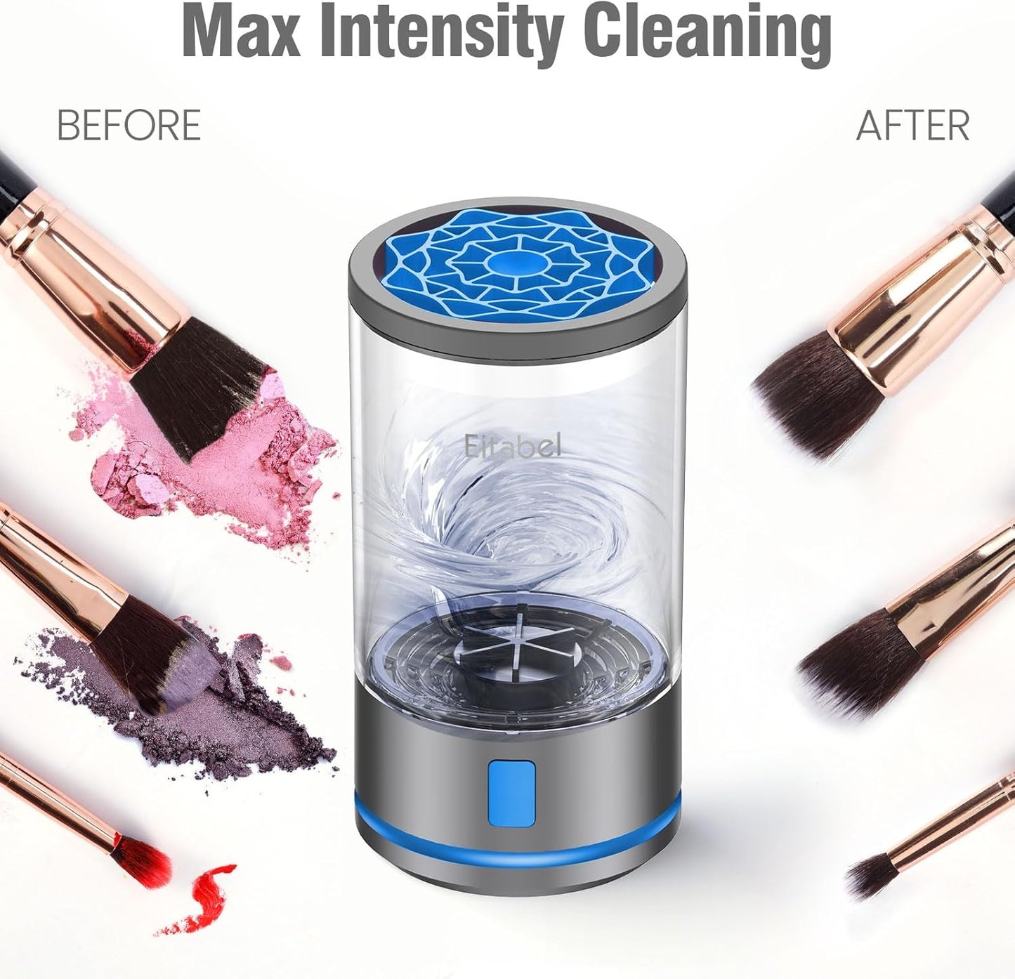 Electric Makeup Brush Cleaner – 7000 RPM High-Speed Deep Cleaning – Rechargeable 1200mAh Battery Automatic Cosmetic Brush & Sponge Cleaner