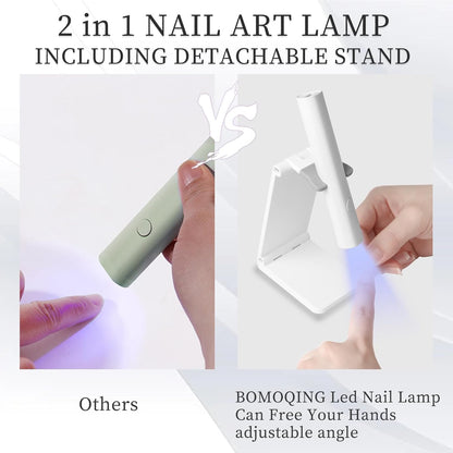 UV Light for Gel Nails,Handheld UV Lamp Led Nail Lamp Mini Portable Cordless Rechargeable,Flash Cure Lamp for Gel Nails with Stand,Salon Home DIY (White)