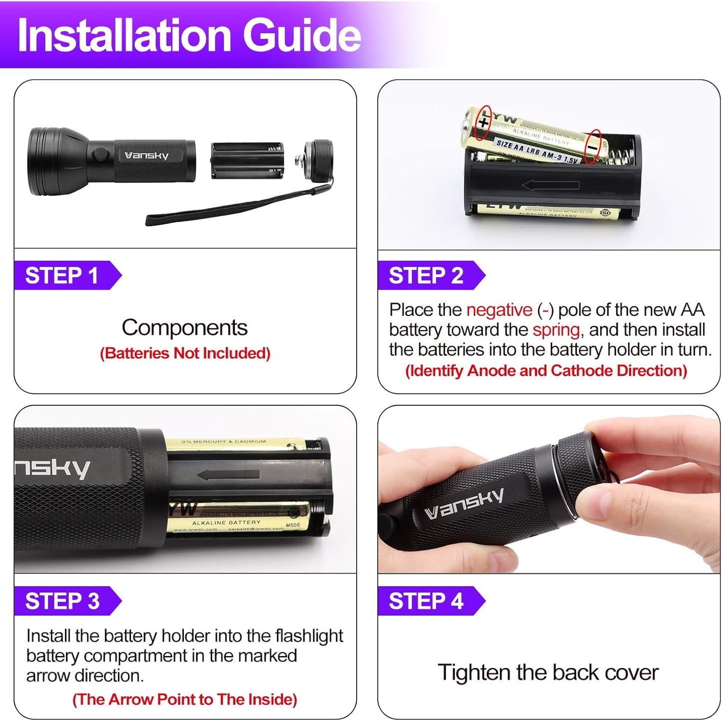 UV Flashlight Black Light UV Lights, Vansky 51 LED Ultraviolet Blacklight Pet Urine Detector for Dog Cat Urine,Dry Stains,Bed Bug, Matching with Pet Odor Eliminator