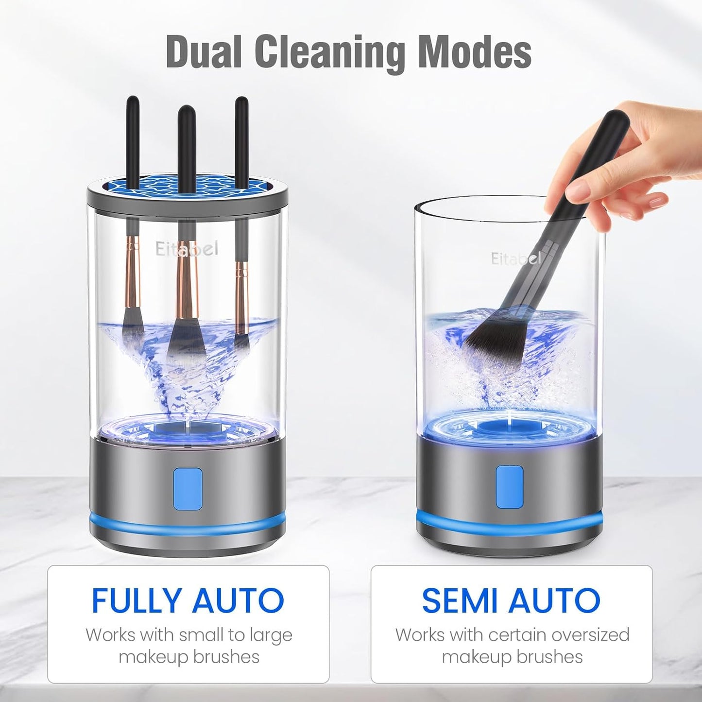 Electric Makeup Brush Cleaner – 7000 RPM High-Speed Deep Cleaning – Rechargeable 1200mAh Battery Automatic Cosmetic Brush & Sponge Cleaner