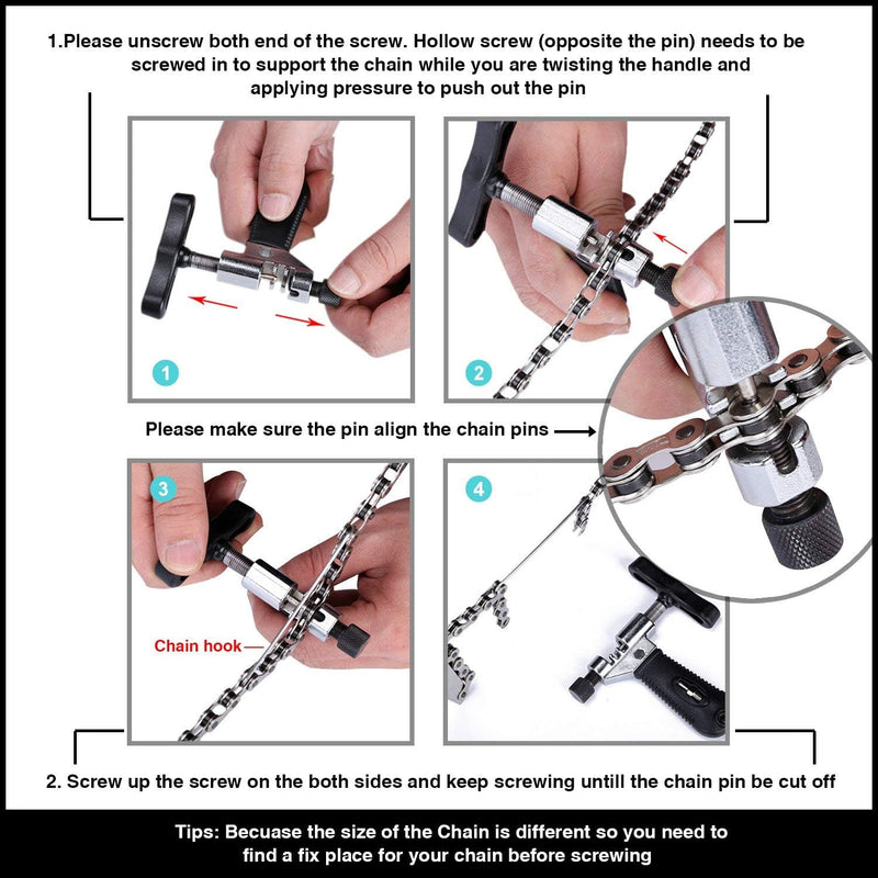 Oumers Universal Bike Chain Tool with Chain Hook, Road and Mountain Bicycle Repair Tool, Bike Chain Splitter Cutter Breaker, Bicycle Remove and Installing