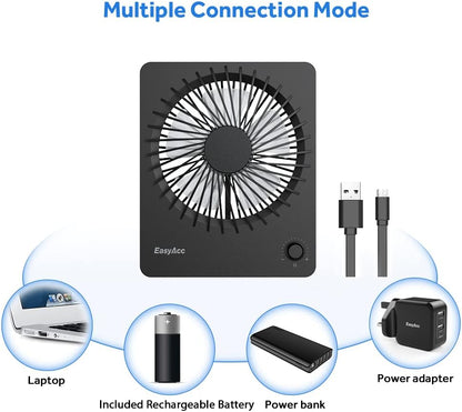 Desk Fan, Portable Fan 6 Inch Travel Fan Table Fan Foldable Hanging Standing Cooling Fan for Travel Hot Flashes Home Office Outdoor [Step-less Speed Control Fan]