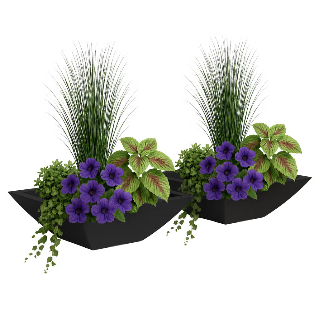 Evolve Square Bowl Planter 24-Inch 2-Pack with Drip Trays