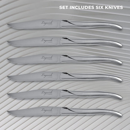 TopKnife Laguiole Forged Steak Knife Set (Set of 6) – Stainless Steel Handle - Gift Box Included