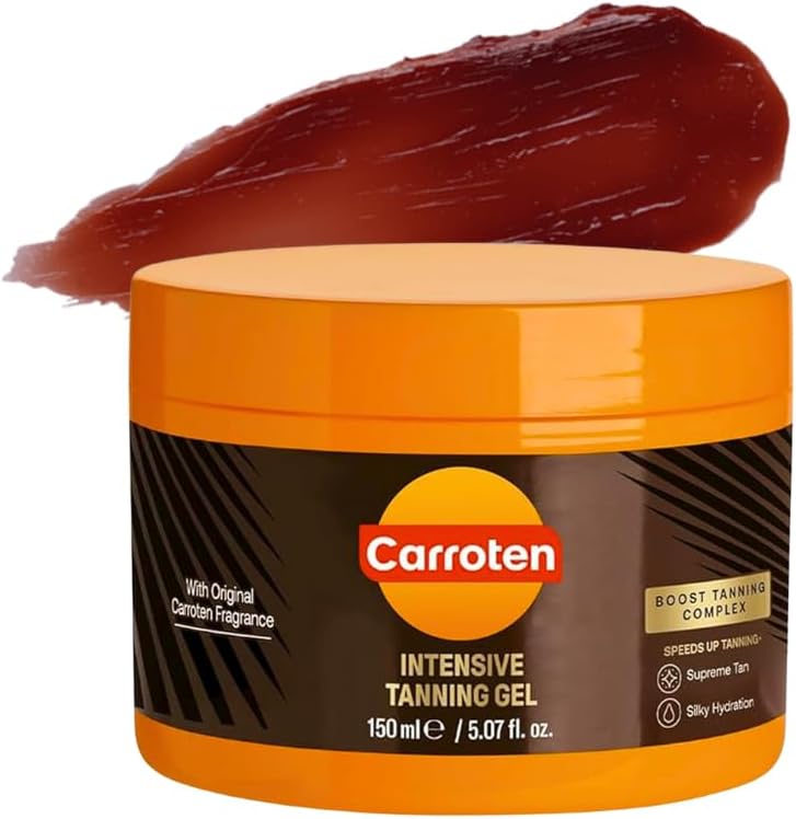 Carroten Intensive Tanning Gel | Browning Tan Accelerator | Non-Greasy, Water-Resistant with Carrot and Coconut Oil | Vitamin A & E For Moisture & Hydration | Made in Greece | 5 Fl Oz