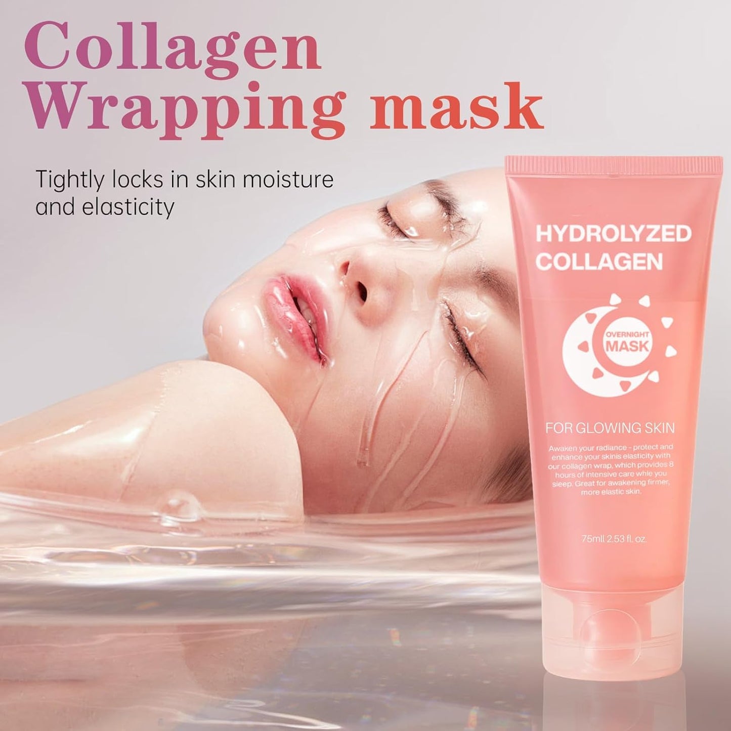 Collagen Night Wrapping Mask, Hydration Elasticity Firming Skin Deep Facial Treatment Bio Collagen Sleeping Mask. (2PCS)