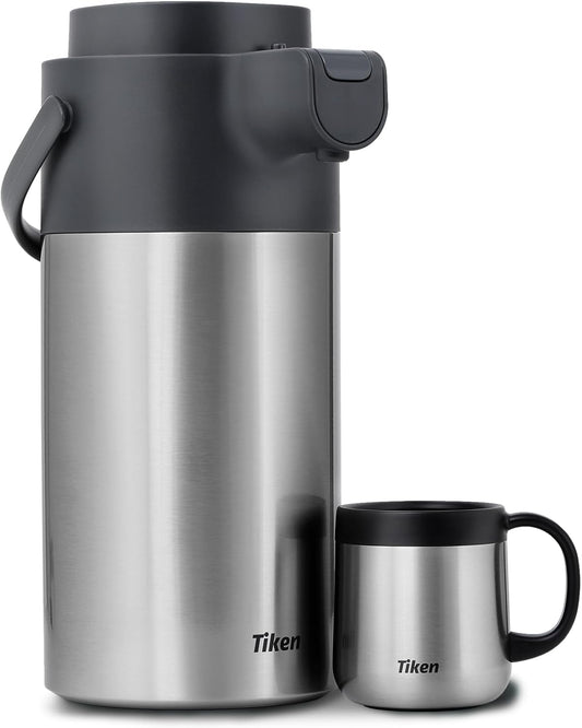 Airpot Coffee Dispenser with Pump - Coffee Carafes for Keeping Hot - Beverage Dispenser - 135oz/4L Thermal Coffee Carafe for Hot Liquids - Stainless Steel Insulated Coffee Thermos Carafe