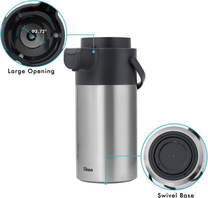 Airpot Coffee Dispenser with Pump - Coffee Carafes for Keeping Hot - Beverage Dispenser - 135oz/4L Thermal Coffee Carafe for Hot Liquids - Stainless Steel Insulated Coffee Thermos Carafe