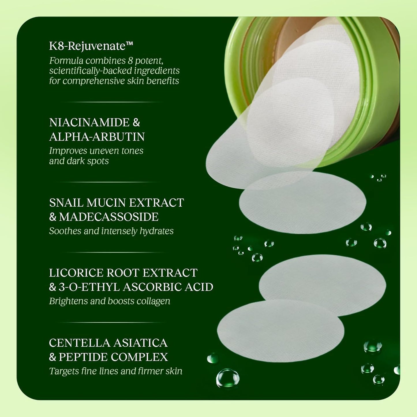 100 Pads Korean Toner Pads Dark Spot & Wrinkle Minimizing Toner Pads, Anti-A-ging & Brightening Ton-er Pa-ds, Hydrating Cottonpads with Snail Mucin, Deeply Moisturize and Improve Skin Firmness (1)