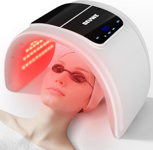 Beuwe Red-Light-for-Face，7 Colors LED Facial Mask Light Red Face Light Skin Care at Home