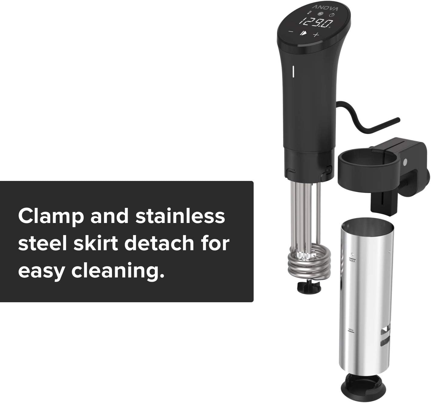 Anova Culinary AN500-US00 Sous Vide Precision Cooker (WiFi), 1000 Watts | Anova App Included, Black and Silver