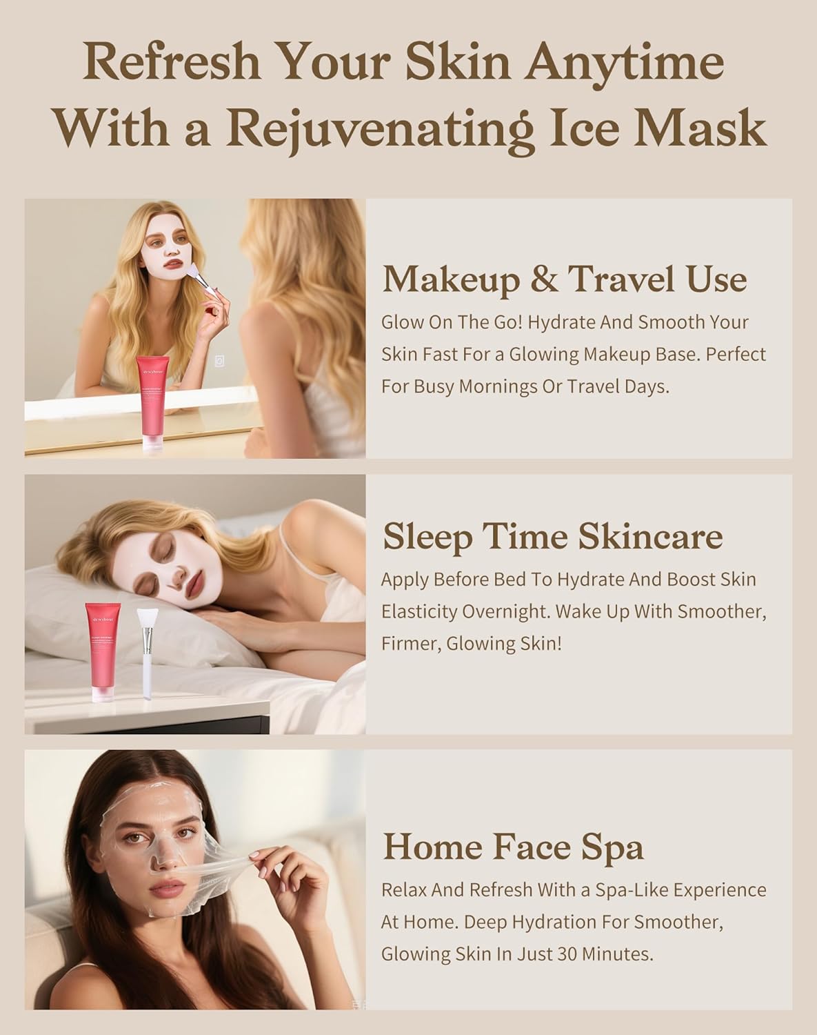 dewyhour Collagen And Rice Overnight Wrapping Moisturizing Mask: Collagen Face Mask, Hydrolyzed Peel Off Mask For Glowing Skin, Elasticity & Hydrating, Rice Extract, 2.53 FL.OZ