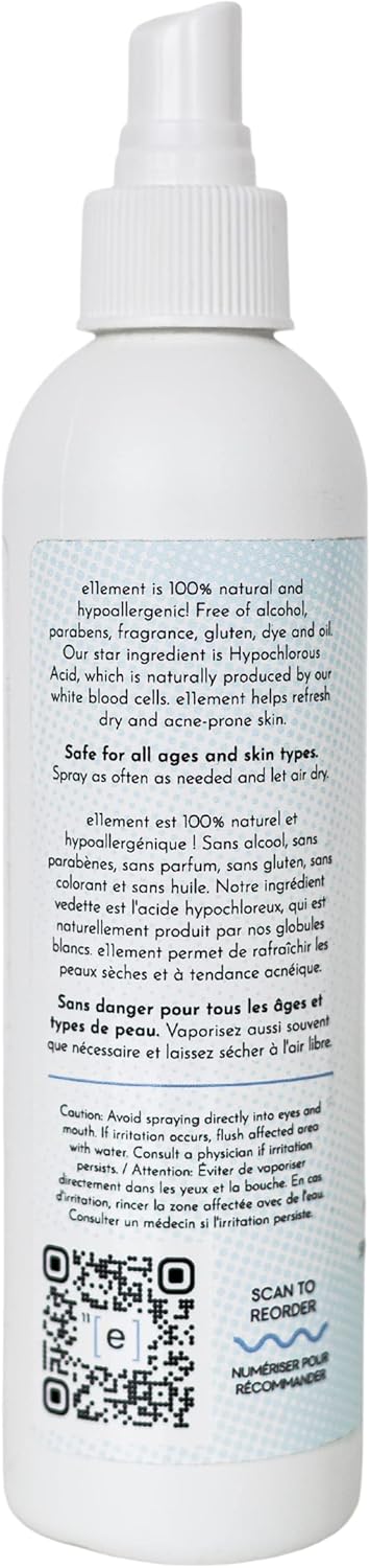e11ement - Hypochlorous Acid All Natural Face and Skin Spray - Safe for All Skin Types - Acne Prone Skin - Dry Face, Skin, Scalp - Piercings & Tattoos Aftercare Facial Cleanser - Soothes and Repairs Skin (Large, 8 oz)
