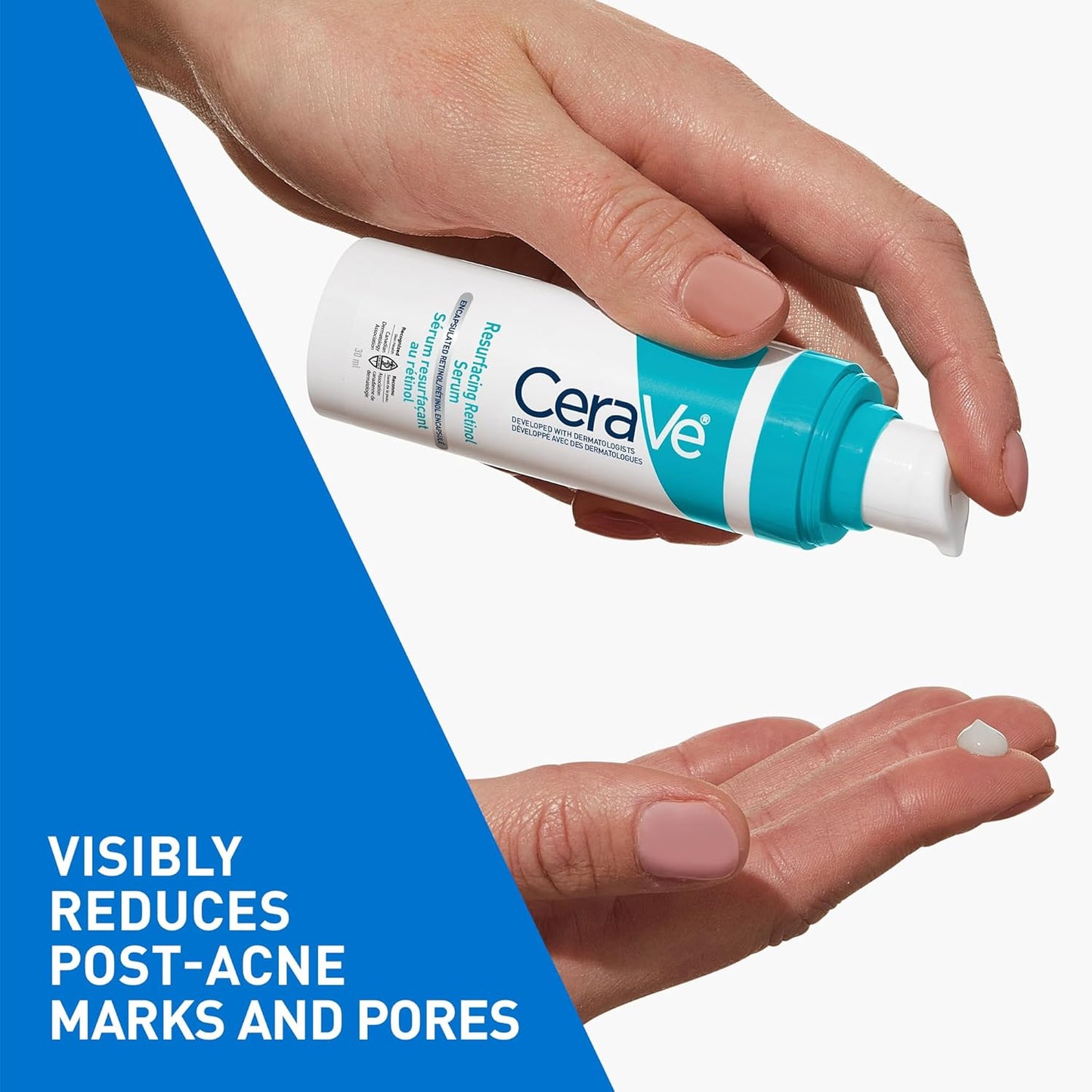 CeraVe Resurfacing RETINOL Serum For Face with Niacinamide. Helps even Skin Tone & Smoothness, Post-Acne Marks & Pore Minimizer. Gentle, Fragrance-free, Non-Comedogenic, Safe for Sensitive Skin, 30ML
