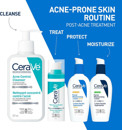 CeraVe Resurfacing RETINOL Serum For Face with Niacinamide. Helps even Skin Tone & Smoothness, Post-Acne Marks & Pore Minimizer. Gentle, Fragrance-free, Non-Comedogenic, Safe for Sensitive Skin, 30ML