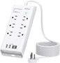 Power Strip Surge Protector - Addtam 10Ft Long Extension Cord with 6 Outlets and 4 USB Ports(2USB C), Flat Plug Overload Surge Protection Outlet Strip, Wall Mount for Home, Office and More