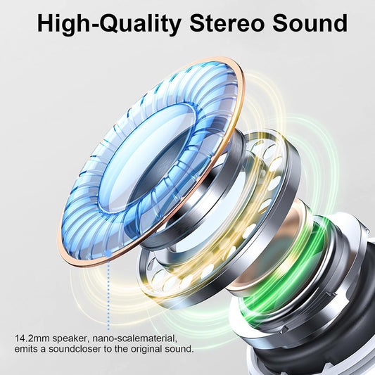 Wireless Earbuds, 2025 Bluetooth 5.4 Headphone 3D Bass Hi-Fi Stereo Ear Buds, 4 ENC Noise Cancelling Mic, 40H 3g USB-C in-Ear Earphone, IP7 Waterproof Workout Sport for Laptop Pad Android iOS, White - PuriLite