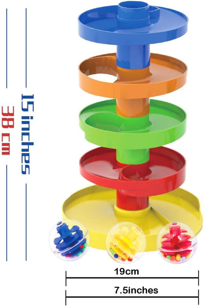 Montessori Ball Drop Toy for Toddlers 9 Months and Up Stackable Ramp Tower with Rattle Balls Early Learning STEM Toy