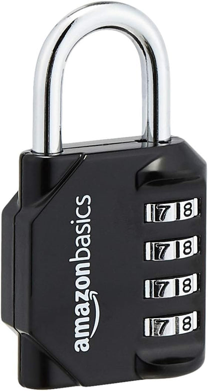 Amazon Basics 4-Digit Combination Padlock, Black, 2-Pack