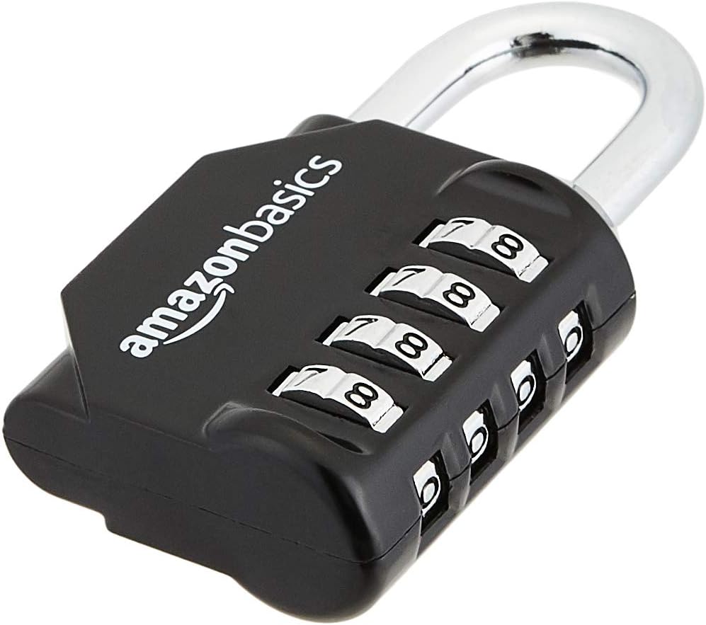Amazon Basics 4-Digit Combination Padlock, Black, 2-Pack