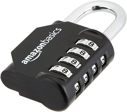 Amazon Basics 4-Digit Combination Padlock, Black, 2-Pack