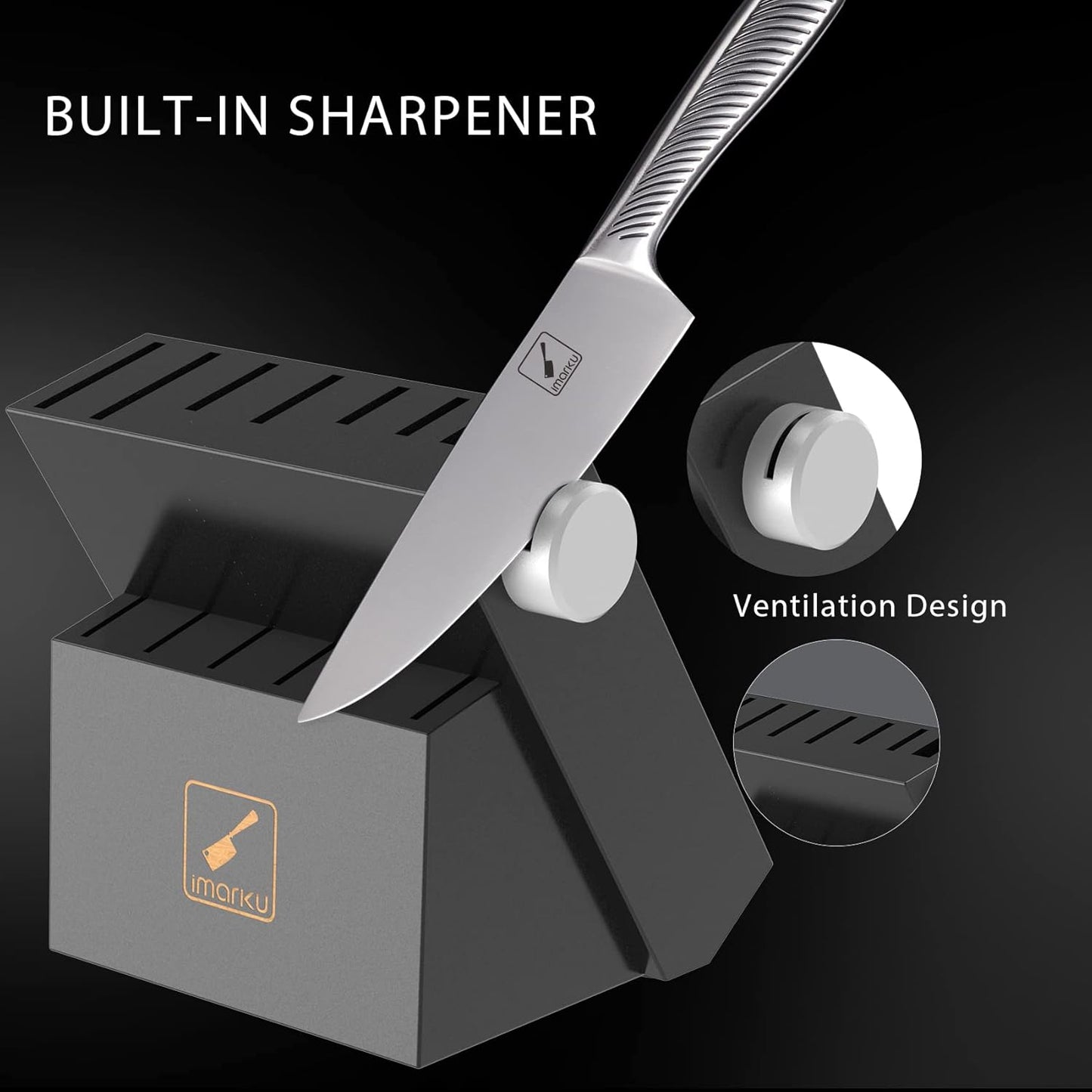 imarku Knife Set - Knife Sets for Kitchen with Block, 14 Pcs High Carbon Stainless Steel Kitchen Knife Set, Dishwasher Safe Knife Block Set with Ergonomic Handle