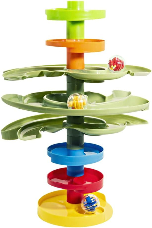 2-Way Ball Drop STEM Tower Toy for Toddlers 9 Months and Up Dual Direction Ramp Maze Montessori Fine Motor Learning Toy