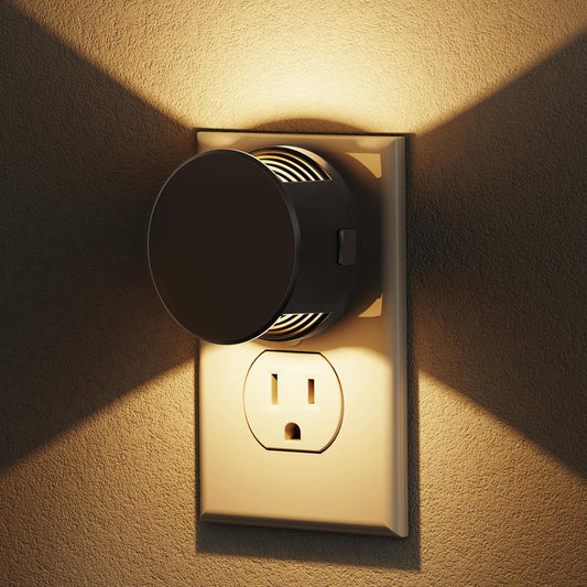 2-Pack Plug-In Night Light with Light Sensor 3-Level Brightness Adjustable 30/60/100LM Warm White 3000K for Hallway Bedroom Bathroom - PuriLite